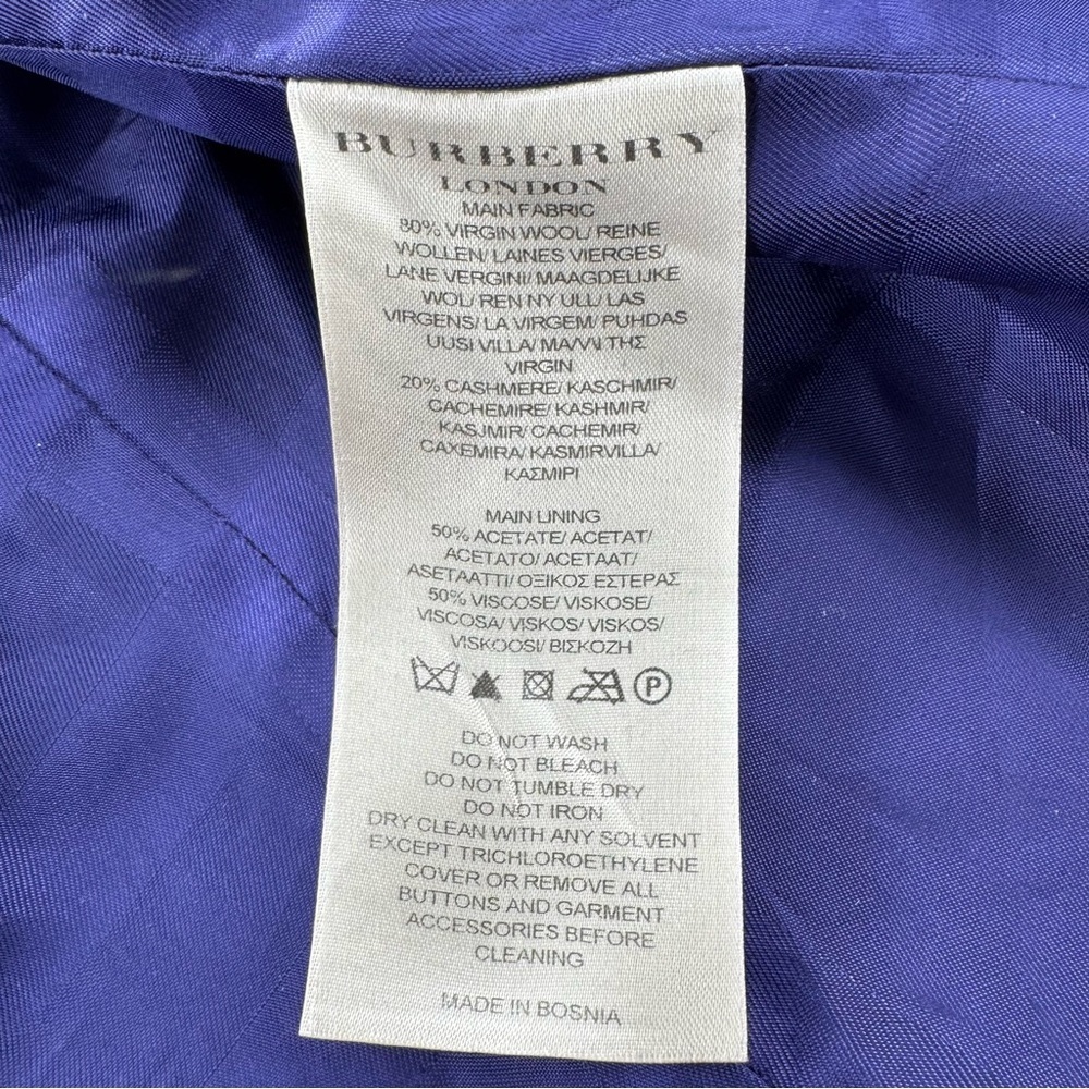 Burberry eggplant Wool cashmere Blend Double-Breasted Peacoat sz4 - Picture 6 of 10